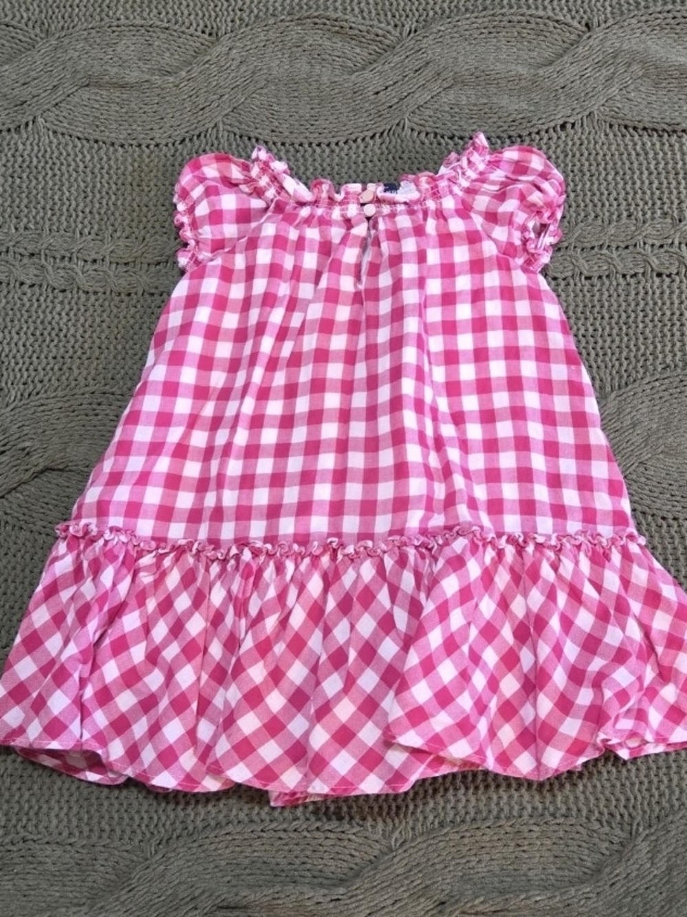 Ralph Lauren Checkered Gingham Sun Dress Ruffle Sleeves